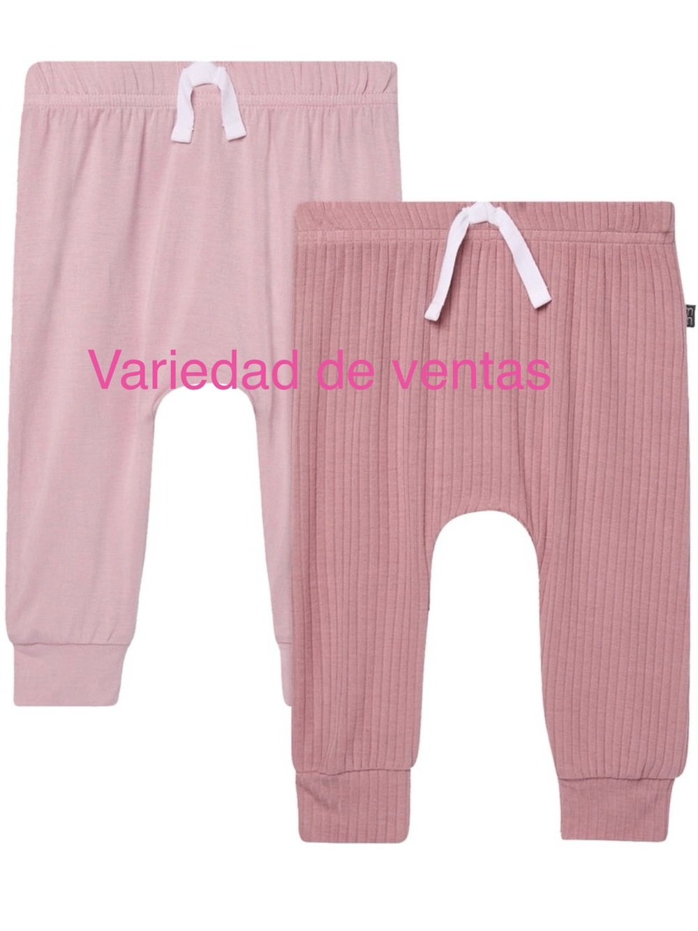 Kids Pajamas Pink Ribbed and Solid Jogger Pants - Set